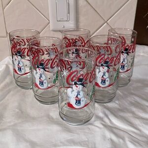 HTF Vintage Coca Cola Drinking Glasses Christmas set of 6